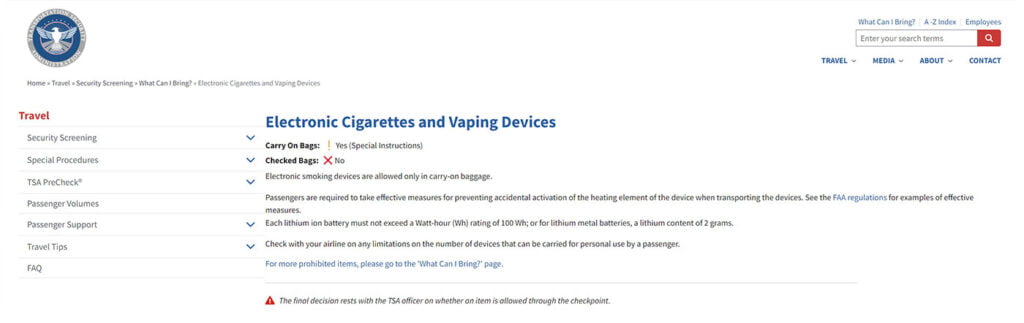 Electronic Cigarettes and Vaping Devices