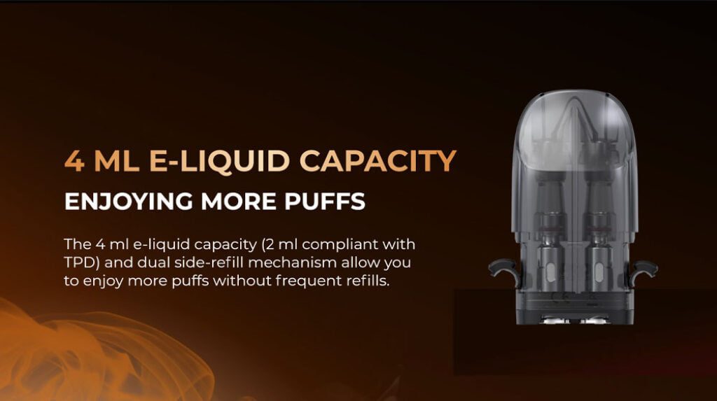 4 ML E-LIQUID CAPACITY