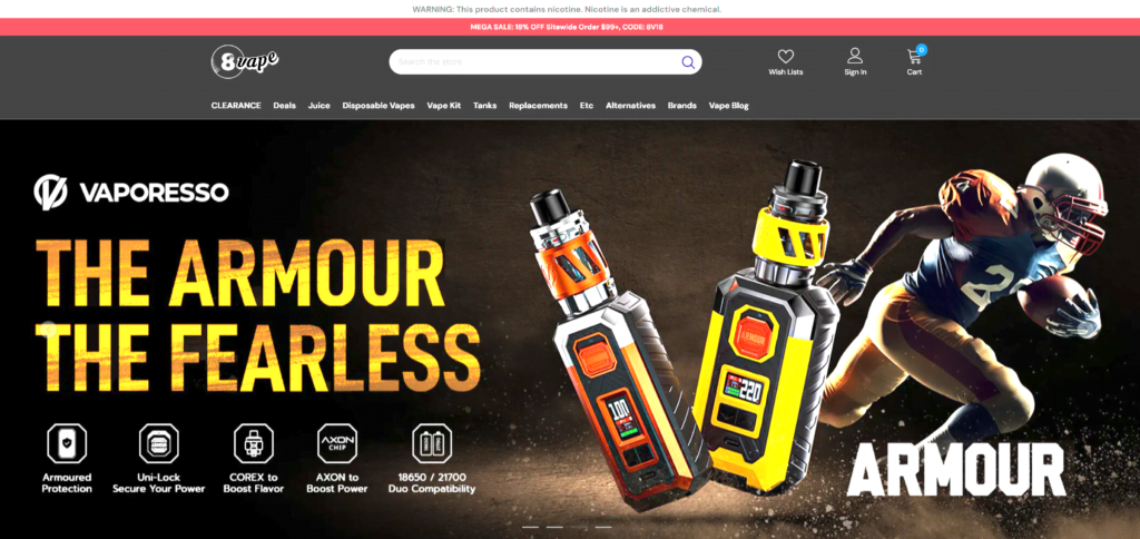 Eightvape Mega Sale: 18% Off Sitewide Order $99+