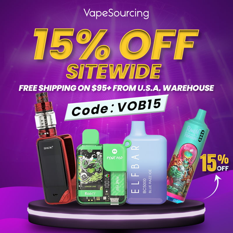 Vapesourcing – Exclusive discount, 15% off all orders