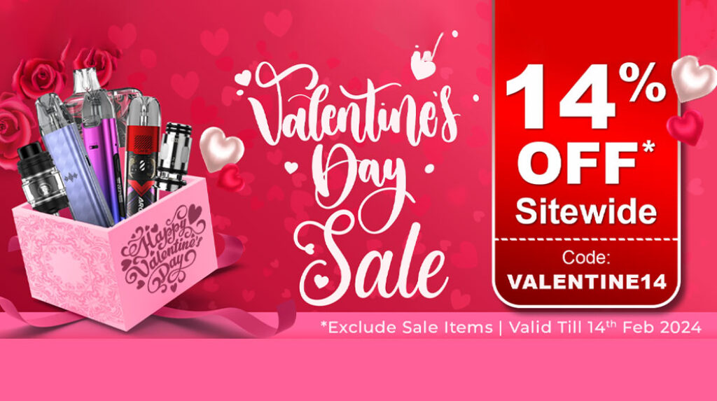 EcigMafia’s Valentine’s Day sale, 14% off all items.