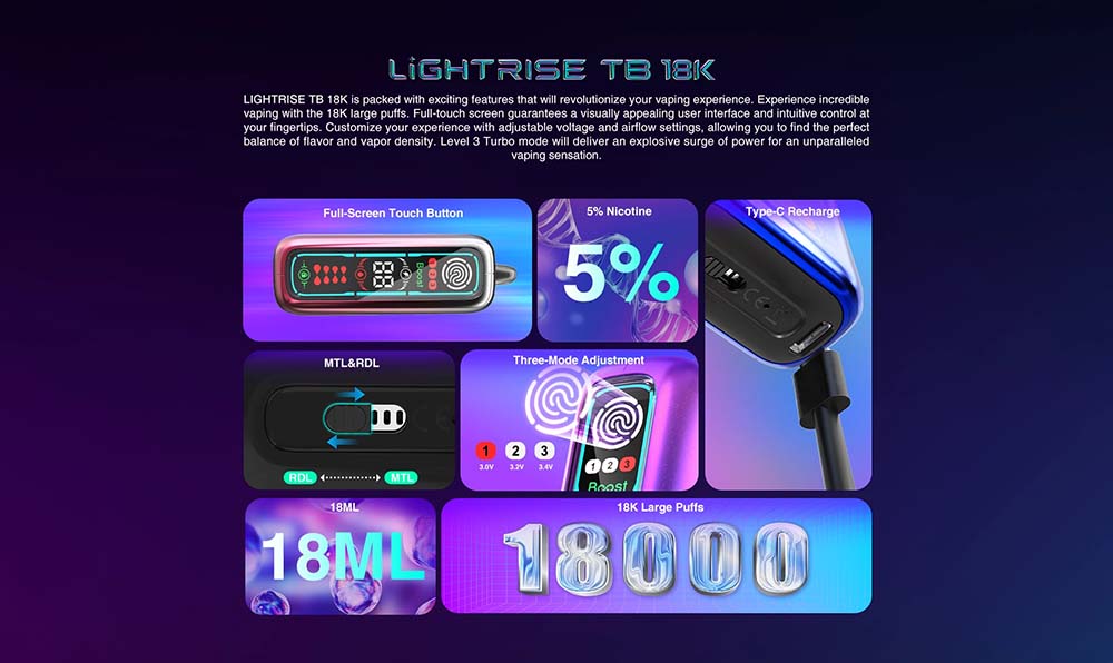 Lost Vape LightRise TB 18K Disposable Vape