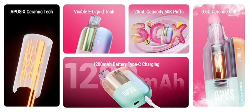Apus X 50K Vape Features and Specifications