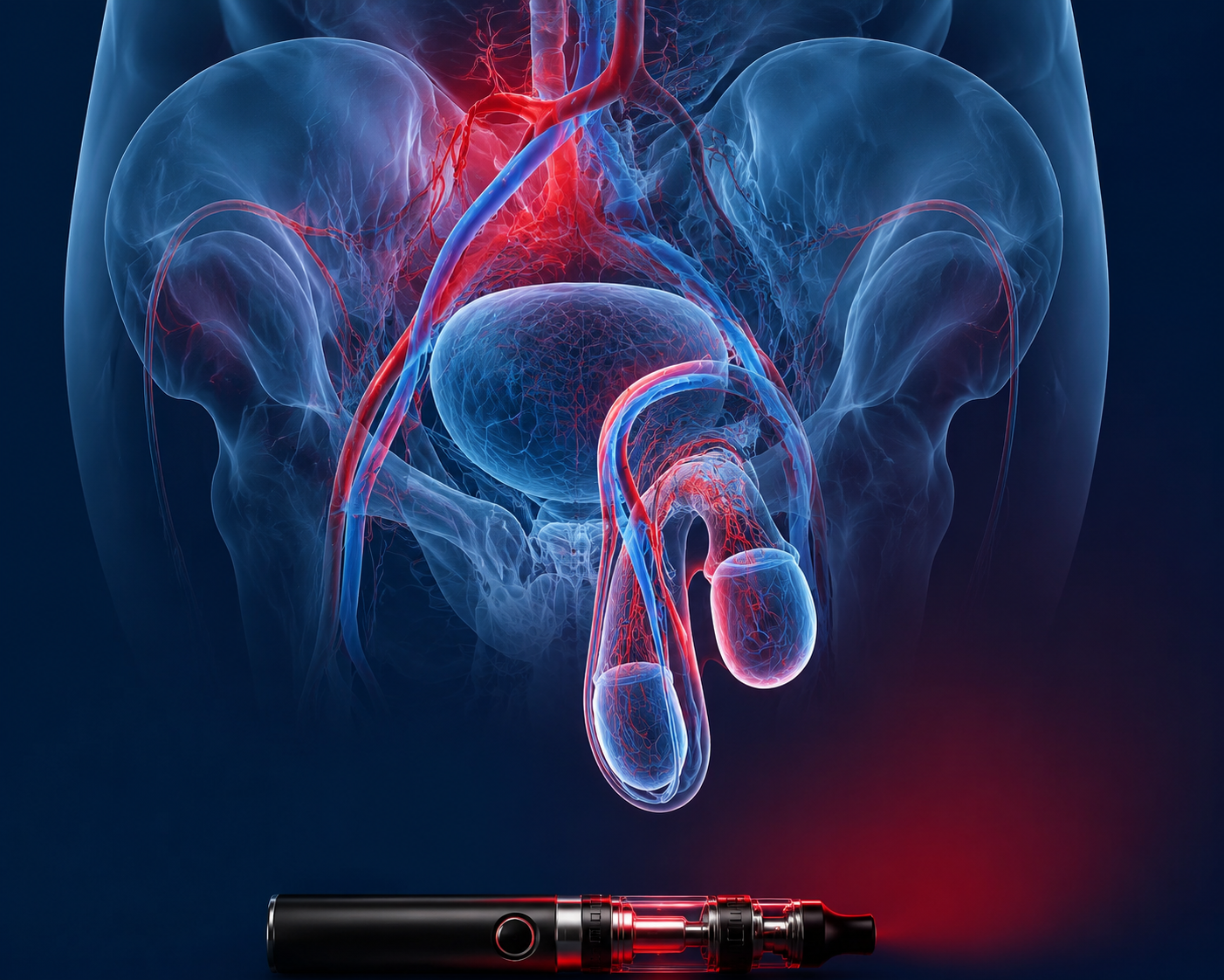 Medical illustration of vascular system showing vaping health effects