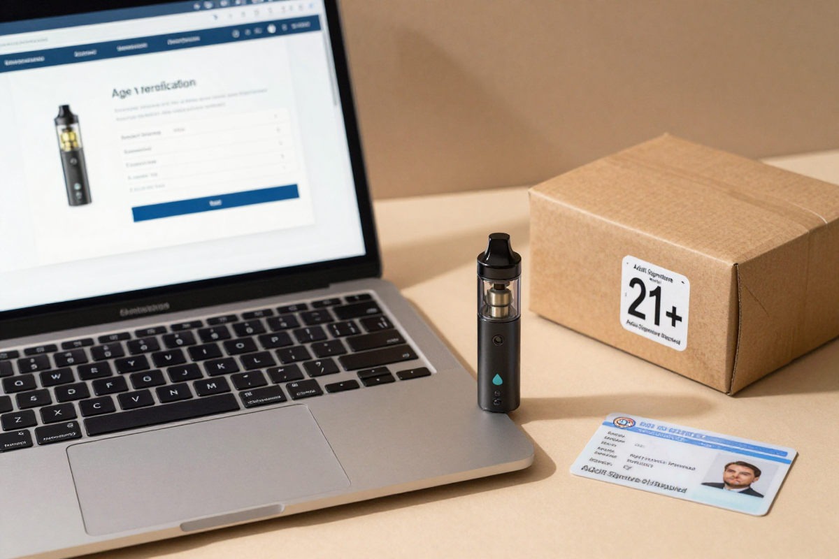 Online vape shopping with age verification, adult signature delivery, and ID check