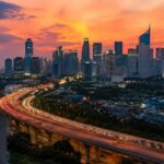 Jakarta city skyline at dusk